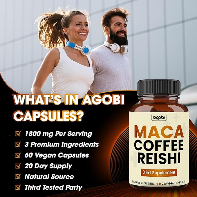 agobi 1800mg Maca Coffee Supplement 60 Vegan