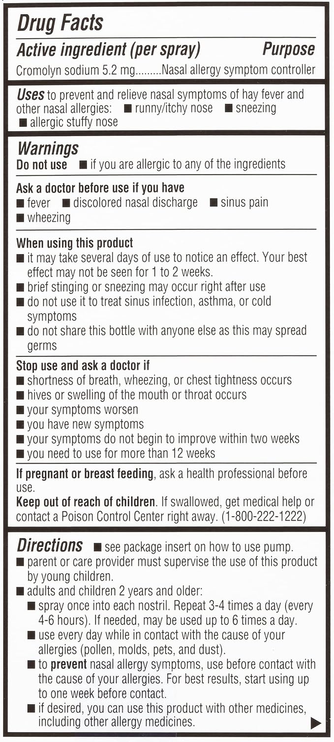 NasalCrom Nasal Spray Allergy Symptom Controller 200 Sprays .88 FL (2 Pack)