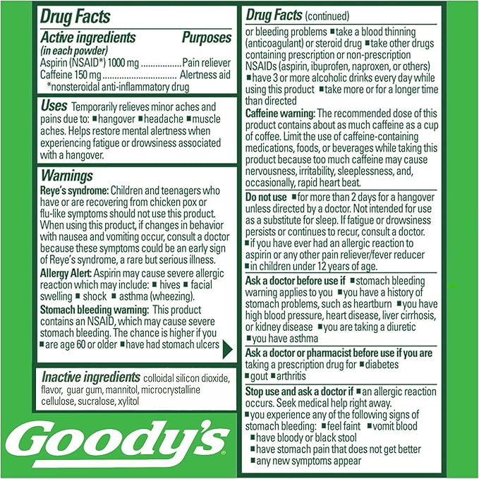 Goody's Hangover Powders, Fast Pain Relief & Boost Of Alertness, Berry Citrus Flavor Dissolve Packs, 16 Individual Packets