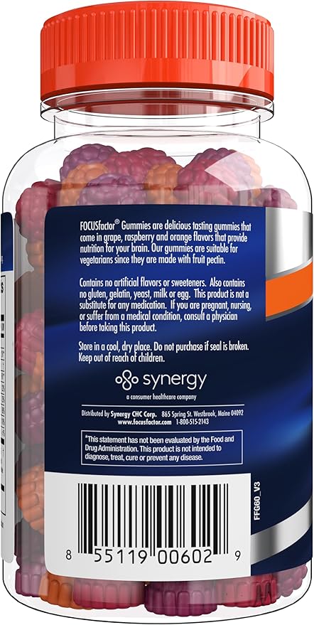 Focus Factor Nootropic Gummies, Memory Supplement 60 Count