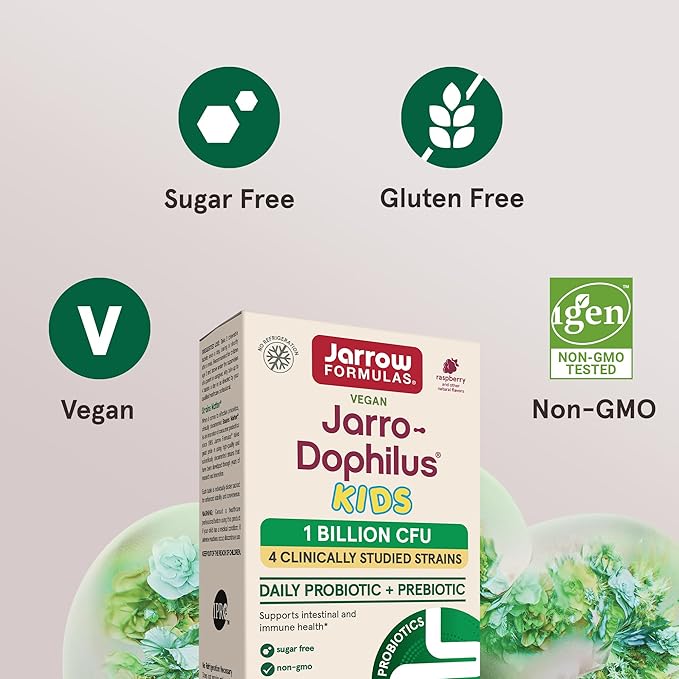 Jarrow Formulas Jarro-Dophilus Kids Probiotics and 1 Billion 60 Sugar-Free 30 Day
