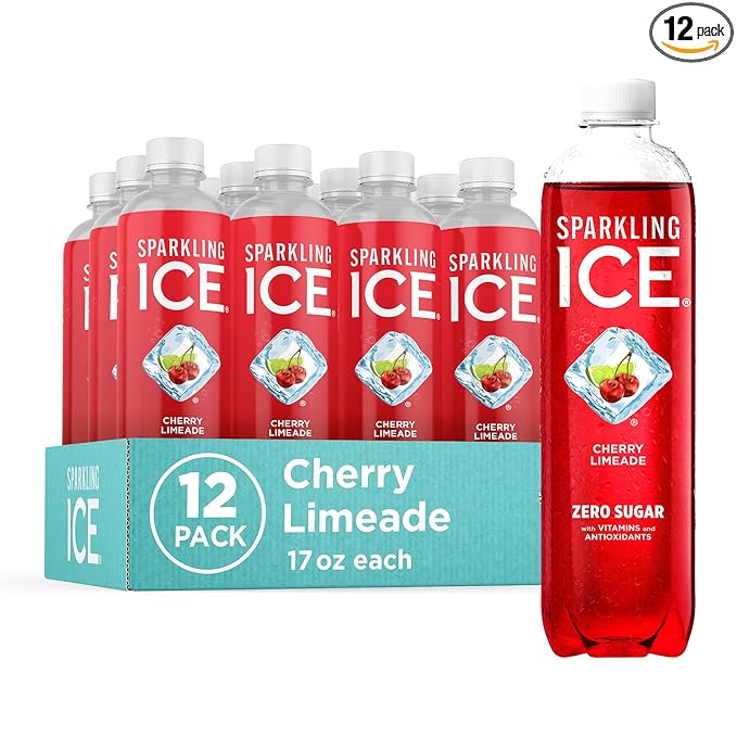 Sparkling Ice, Cherry Limeade Sparkling Water, Zero Sugar Flavored Water, with Vitamins and Antioxidants, Low Calorie Beverage, 17 fl oz Bottles (Pack of 12)