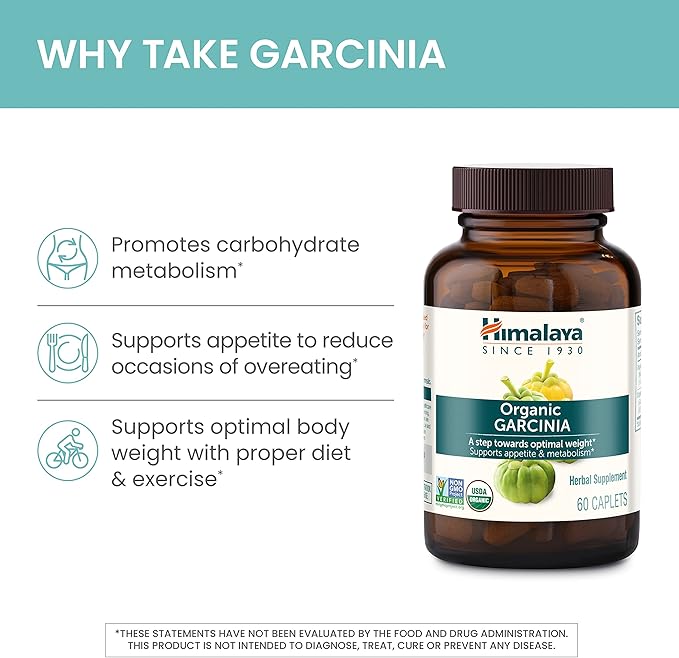 Himalaya Organic Garcinia Cambogia Herbal Supplement, 600 mg, 60 Plant-Based 30 Day