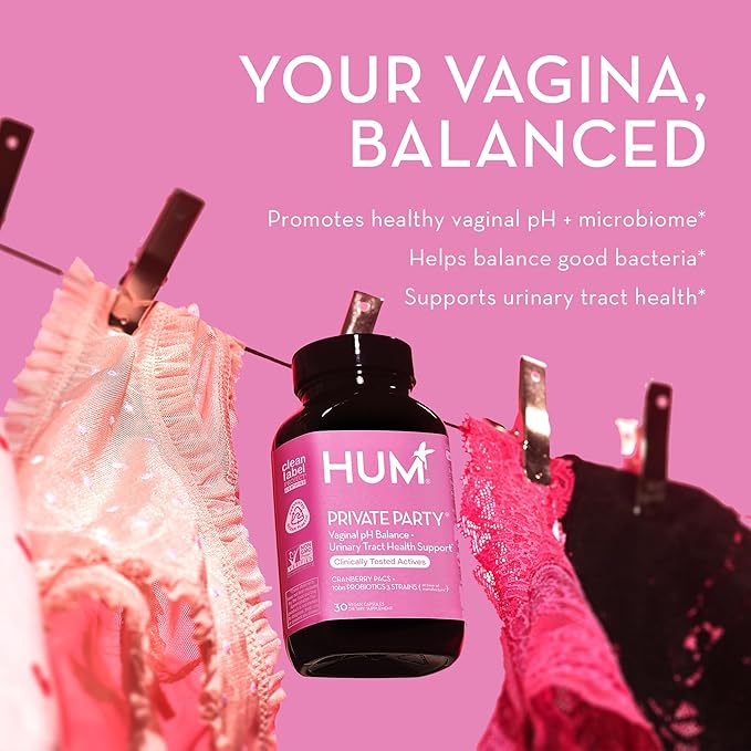 HUM Private Party - Vaginal Probiotics for Women's Health, pH Balance Supplement, and Urinary Tract Support with Cranberry & Lactobacillus Blend | Cranberry Pills, (30 Capsules)