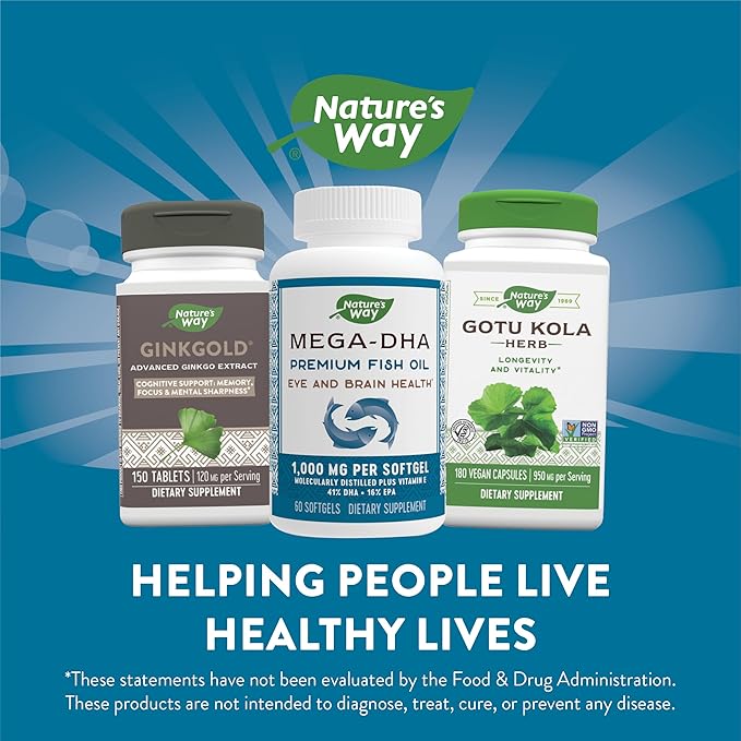 Nature's Way Mega-DHA Premium Fish Oil, Omega-3, 60 60 Softgels