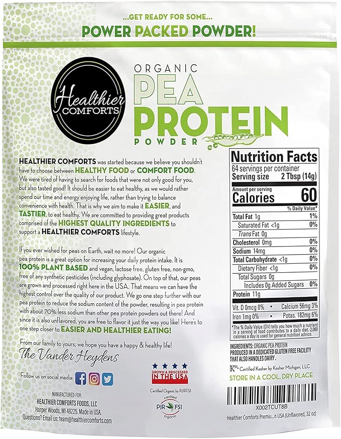 Pea Vegan Protein Powder w/Low Sodium 100% Plant 32oz