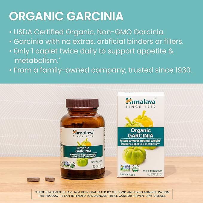 Himalaya Organic Garcinia Cambogia Herbal Supplement, 600 mg, 60 Plant-Based 30 Day