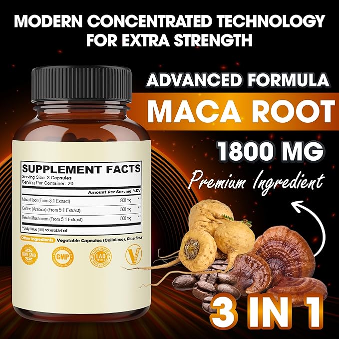 agobi 1800mg Maca Coffee Supplement 60 Vegan