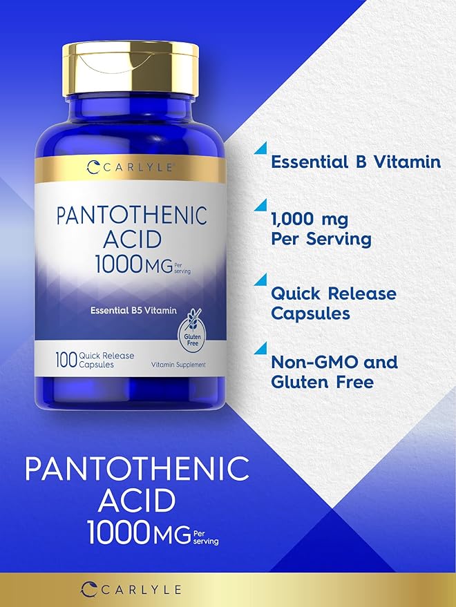 Carlyle Pantothenic Acid 1000mg | 100 Capsules B5 Vitamin