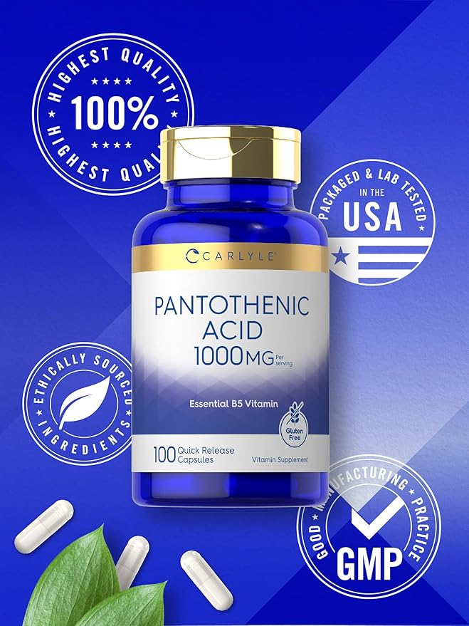 Carlyle Pantothenic Acid 1000mg | 100 Capsules B5 Vitamin