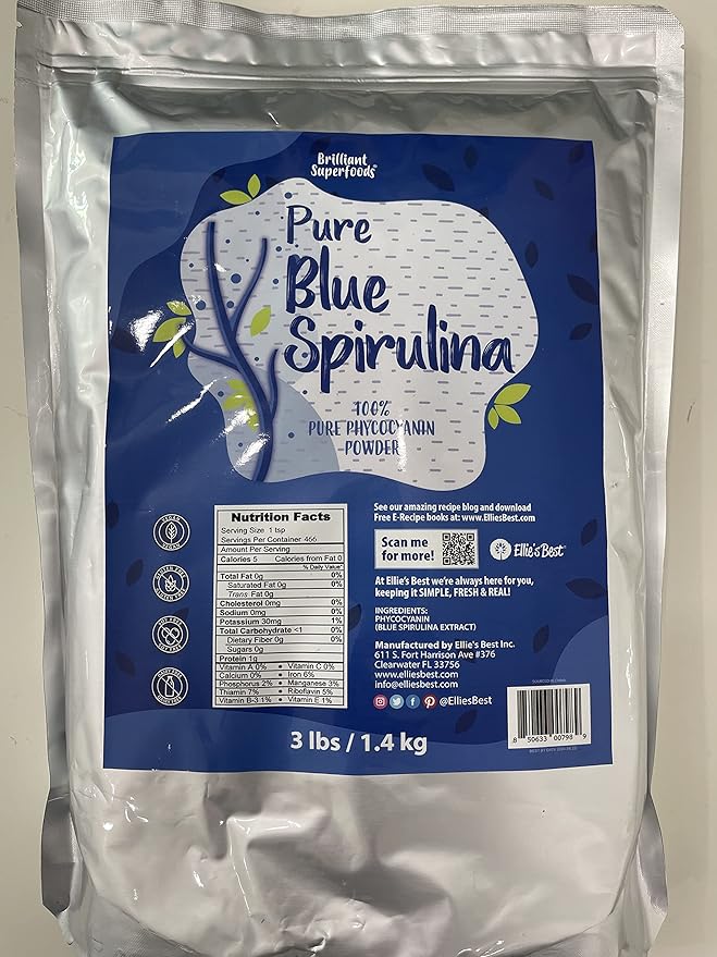Organic Blue Spirulina Powder Superfood Supplement - 5LB Bulk - Odorless - Vegan, Non GMO, Gluten-Free, Dairy-Free, Brilliant Blue Food Coloring - Pure Water Extracted