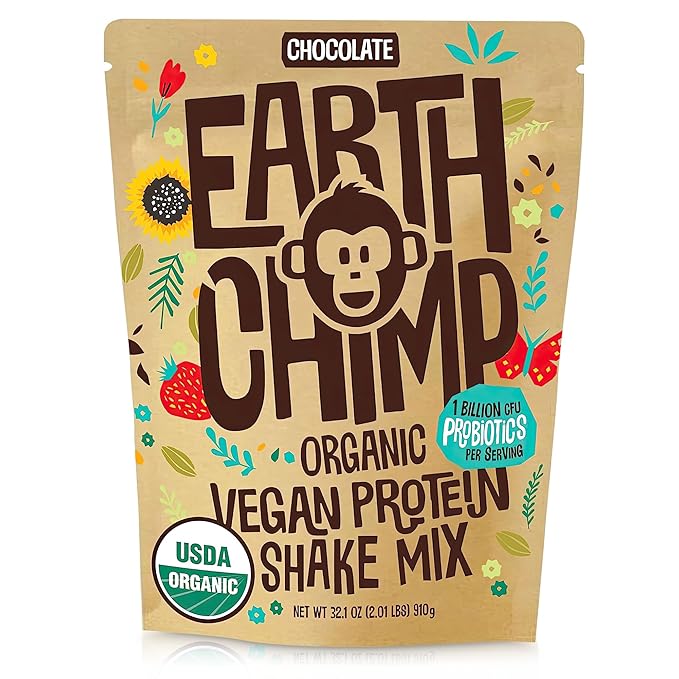 EarthChimp Organic Vegan Protein Powder 26 Servings 32 Oz