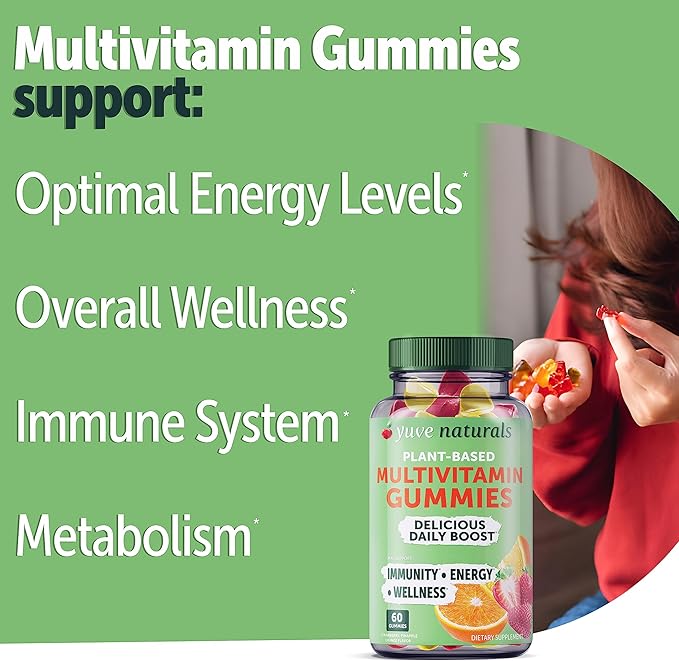 Yuve Vegan Multivitamin Gummies for Men B3, B6, B6, B12, B12, Biotin 60ct