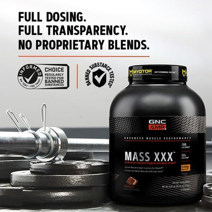 GNC AMP Mass XXX with MyoTOR Protein Powder | Targeted Muscle Building and Workout Support Formula with BCAA and Creatine | Cookies and Cream | 13 Servings