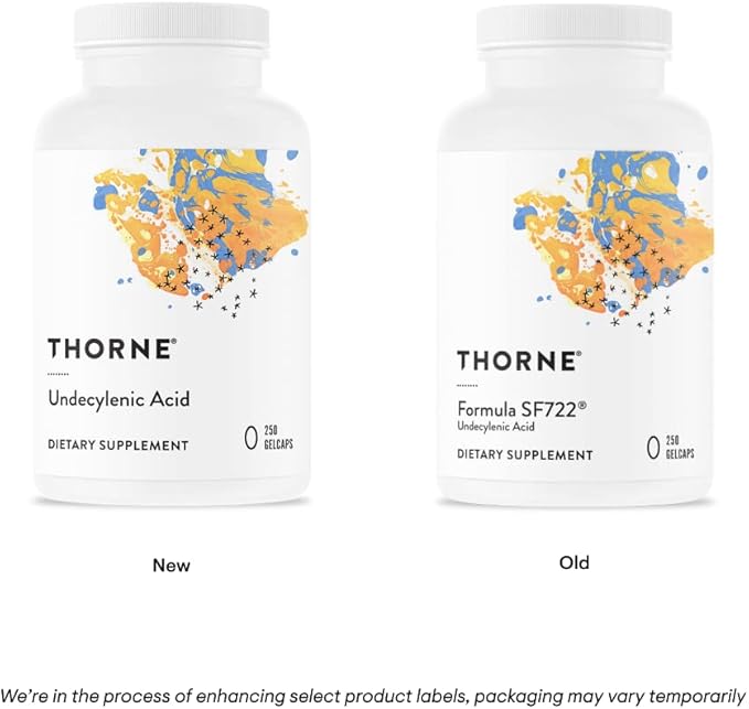 THORNE Undecylenic Acid (Formerly Formula SF722) - 250 mg of Undecylenic Acid - for a Healthy Balance of Gut & Vaginal Flora - Gluten Free - 250 Gelcaps - 50 Servings