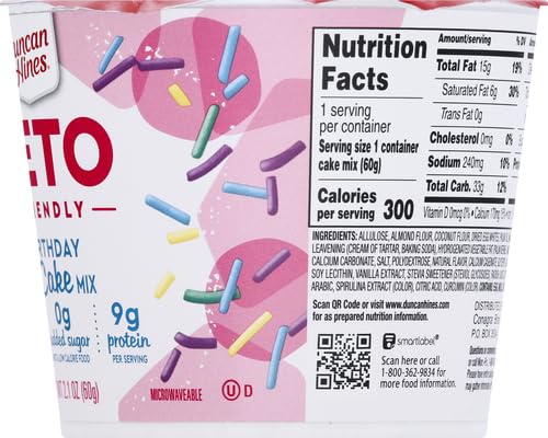 Duncan Hines Keto Friendly Cake Cups Birthday Cake Mix, 2.1 oz