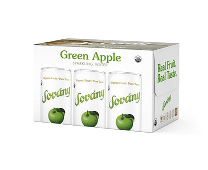 Sovány Sparkling Water, Green Apple, Seltzer Water Drinks, USDA Organic, Made With Real Fruit, Non-GMO, Vegan, No Added Sugar, Low Calorie, 12 fl oz, 12 Pack