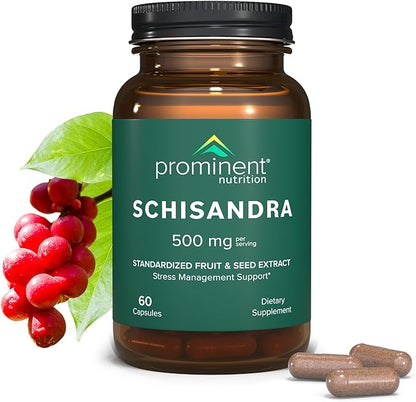 Schisandra Supplement - Stress Management Support 500 mg, 60 Count
