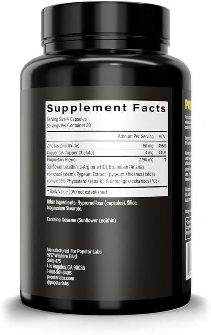 POPSTAR Labs Semen Volume Booster - Men's Semen Health & Fertility Supplement - Doctor Formulated to Increase Load Volume - Made in USA - Non-GMO, Organic, Vegan - 120 Capsules (1 Month Supply)