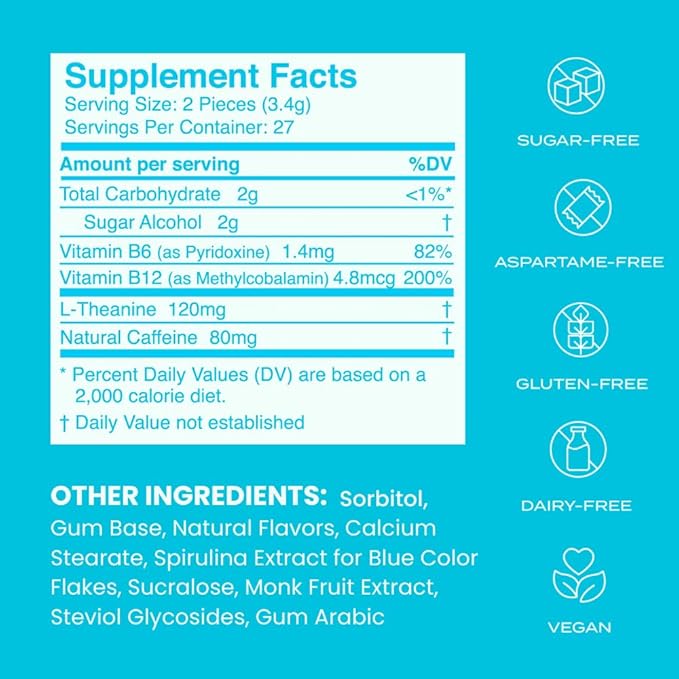 NeuroGum Energy Caffeine Gum (54 Pieces) B12 & B6 -