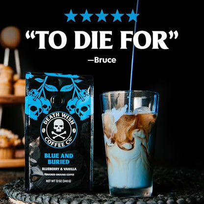 Death Wish Coffee, Single Serve Coffee Pods - Fair Trade - Blue and Buried: Blueberry Vanilla Flavored