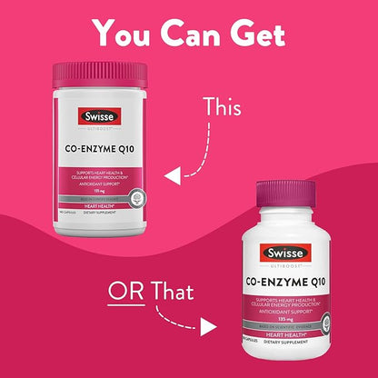 Swisse CoQ10 Supplement Co-Enzyme Q10 Q10 Supports CQ10 Antioxidant 10 Supplement 135 mg 180 Mini