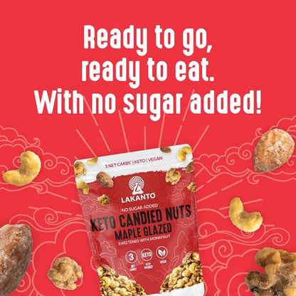 Lakanto Candied Nuts Maple Glazed - No Sugar Added, Sweetened with Monk Fruit, 3 Net Carbs, Keto Diet Friendly, Vegan, On the Go Snack Anytime (Maple Glazed)