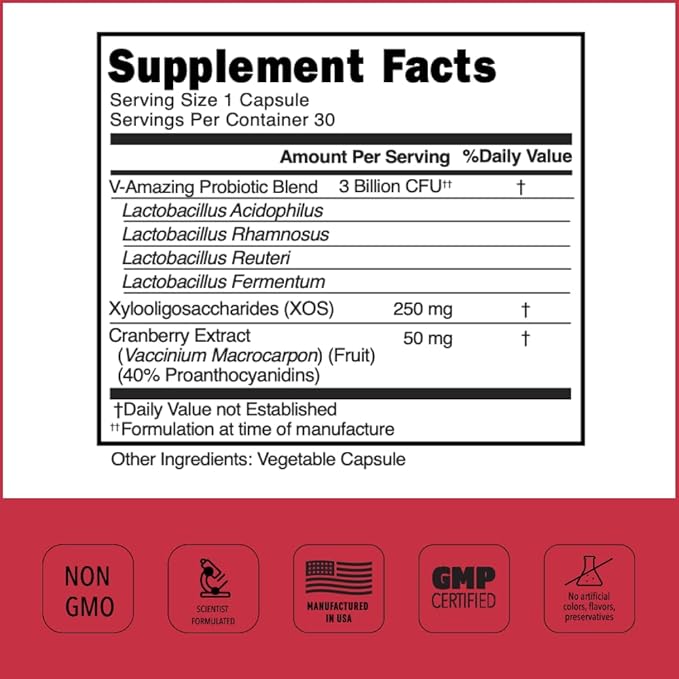 Best Vaginal Probiotics for Women | pH Balance with Prebiotics, Lactobacillus Probiotic Blend & Cranberry | Clinically Proven, Vegan, Women’s Probiotic for Vag Health | 30-Day Supply - 30 Count