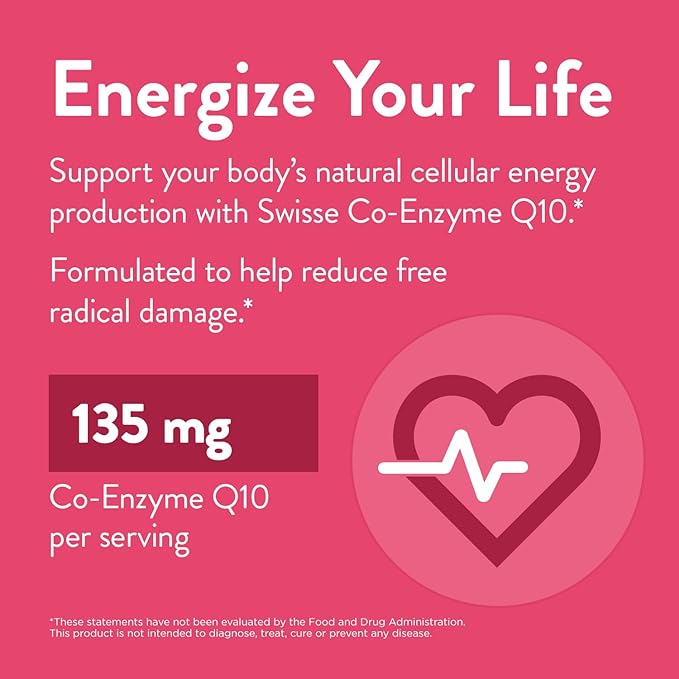 Swisse CoQ10 Supplement Co-Enzyme Q10 Q10 Supports CQ10 Antioxidant 10 Supplement 135 mg 180 Mini