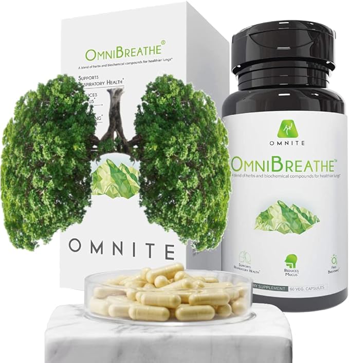 OMNIBREATHE Respiratory Health Supplement,Inhaler Mate,Support Quit Cough,60 Veg