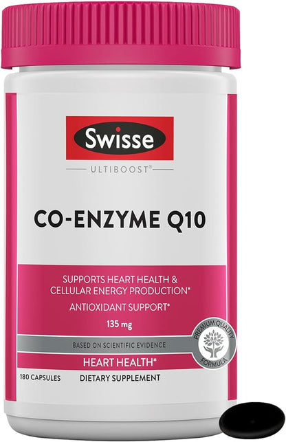 Swisse CoQ10 Supplement Co-Enzyme Q10 Q10 Supports CQ10 Antioxidant 10 Supplement 135 mg 180 Mini