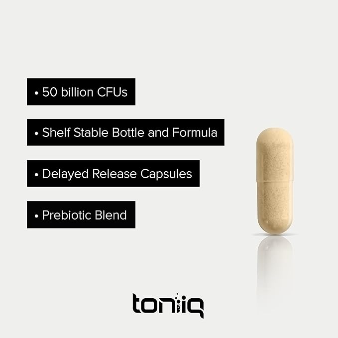 Toniiq 50 Billion CFU Lactobacillus Reuteri Probiotic 50mg per Serving - L Reuteri Probiotics - Highest CFU Count Lactobacillus Reuteri Probiotic - 60 Vegetarian Capsules - 60 Servings