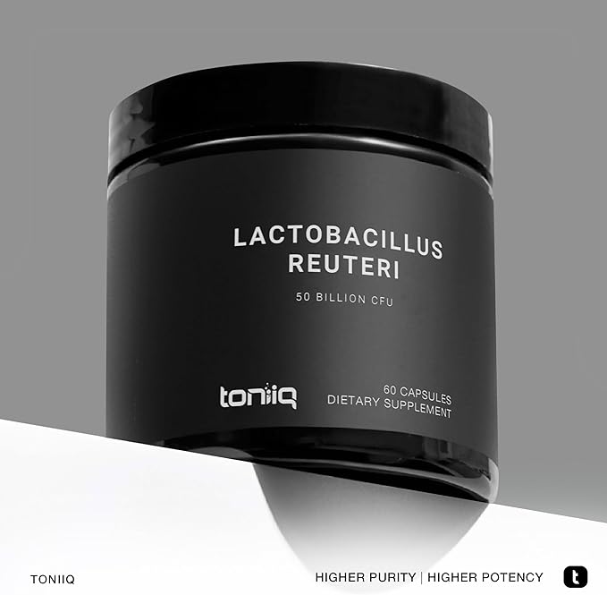 Toniiq 50 Billion CFU Lactobacillus Reuteri Probiotic 50mg per Serving - L Reuteri Probiotics - Highest CFU Count Lactobacillus Reuteri Probiotic - 60 Vegetarian Capsules - 60 Servings