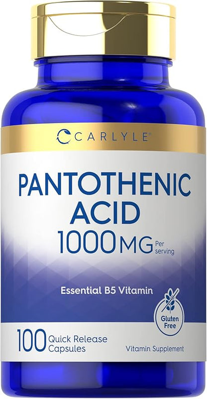 Carlyle Pantothenic Acid 1000mg | 100 Capsules B5 Vitamin