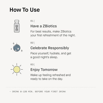 ZBiotics Pre-Alcohol — Feel Better After Drinking, Wake Up Refreshed, Science-Backed, Patented Probiotic for Easier Mornings, Travel-Friendly, 6-Pack of 0.5 Fl Oz Bottles