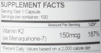 Health As It Ought To Be K2 MK7 MK7 150mcg 150mcg Supplement 100 Capsules