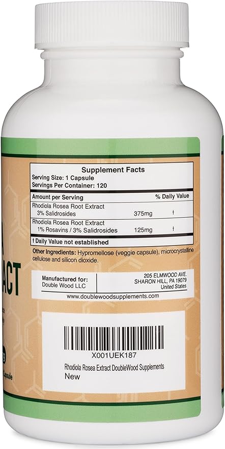 Rhodiola Rosea Supplement 500mg, 120 Vegan 3% Salidrosides, 1% Rosavins