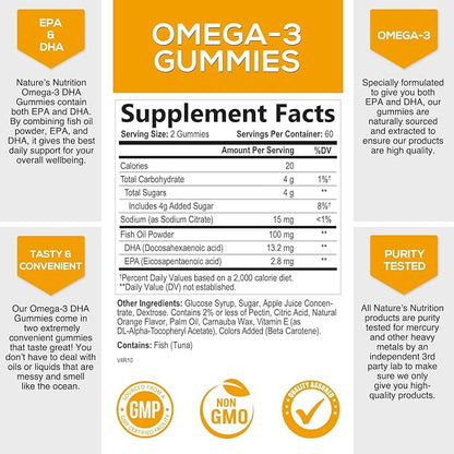 Omega 3 Fish Oil Gummies, Heart 3 Gummy 3 Fish 120 Gummies