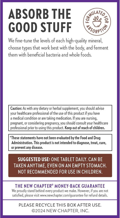 New Chapter Zinc Supplement, Fermented Zinc Complex, ONE Daily for Immune Support + Skin Health, Mineral-Balancing Formula Rich in Copper, Easy to Swallow & Digest, 60 Count (2 Month Supply)
