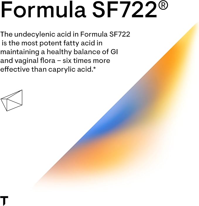THORNE Undecylenic Acid (Formerly Formula SF722) - 250 mg of Undecylenic Acid - for a Healthy Balance of Gut & Vaginal Flora - Gluten Free - 250 Gelcaps - 50 Servings