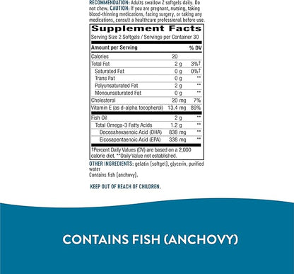 Nature's Way Mega-DHA Premium Fish Oil, Omega-3, 60 60 Softgels
