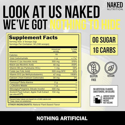 Naked Energy - Stim Free Pre Workout Caffeine Free, for Men and Women, Vegan Friendly, No Artificial Sweeteners, Colors Or Flavors - 50 Servings