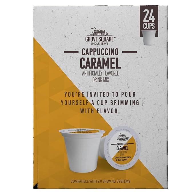 Grove Square Cappuccino Pods, Caramel, Single Serve (Pack of 24)