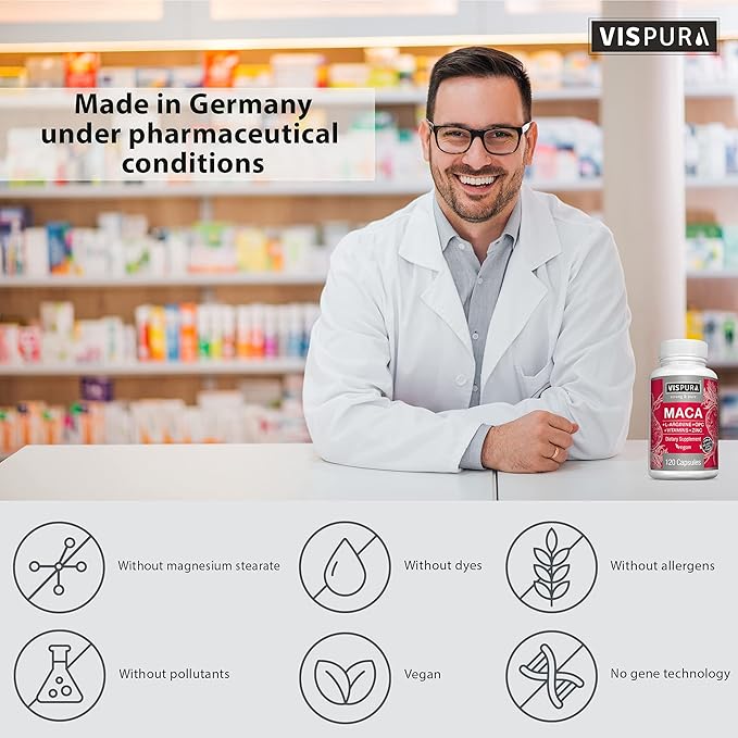 Maca Root Capsules 5000 mg + L-Arginine, Vitamins B6 + B12, OPC and Zinc, Energy Boosting Formula* for Men and Women, 120 Vegan Tablets with Organic Maca Peruana Extract
