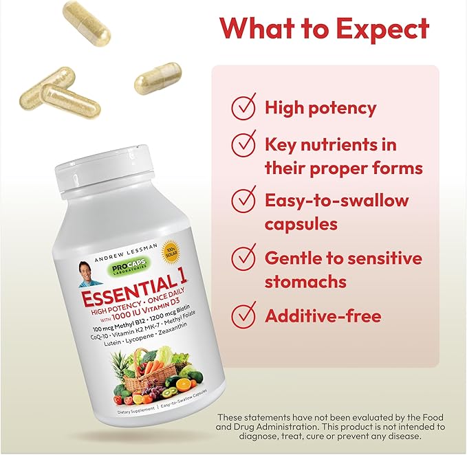 ANDREW LESSMAN Essential-1 Multivitamin 1000 IU D3 30 30 Small 100 mcg B12. CoQ10 CoQ10 Lutein