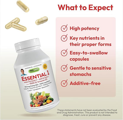 ANDREW LESSMAN Essential-1 Multivitamin 1000 IU D3 30 30 Small 100 mcg B12. CoQ10 CoQ10 Lutein