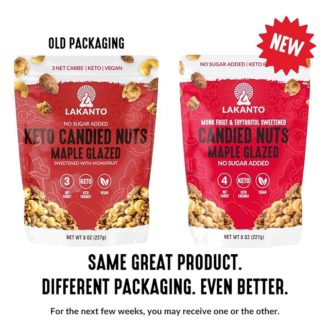 Lakanto Candied Nuts Maple Glazed - No Sugar Added, Sweetened with Monk Fruit, 3 Net Carbs, Keto Diet Friendly, Vegan, On the Go Snack Anytime (Maple Glazed)