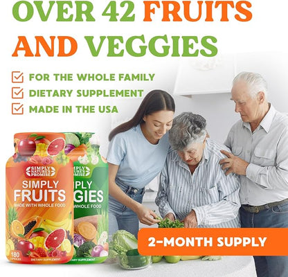 Simply Nature's Promise -Packed with Over 40 Different Fruits & Vegetables - Made with Whole Food Superfoods - with Aloe Vera – 100% Soy Free -2 Month Supply- 180 Count (Pack of 2)