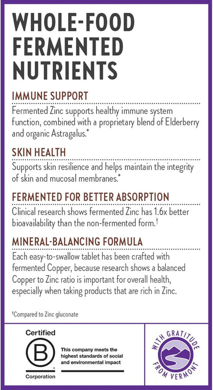 New Chapter Zinc Supplement, Fermented Zinc Complex, ONE Daily for Immune Support + Skin Health, Mineral-Balancing Formula Rich in Copper, Easy to Swallow & Digest, 60 Count (2 Month Supply)