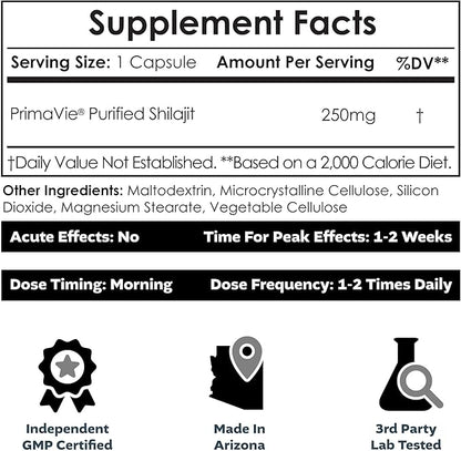 Nootropics Depot PrimaVie Shilajit Capsules 250mg | 30 Count